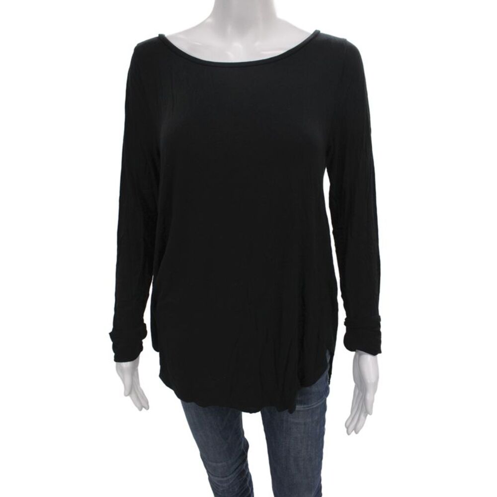 Calypso Saint Barth Womens Tunic Scoop Neck Long Sleeve Black Viscose Size L